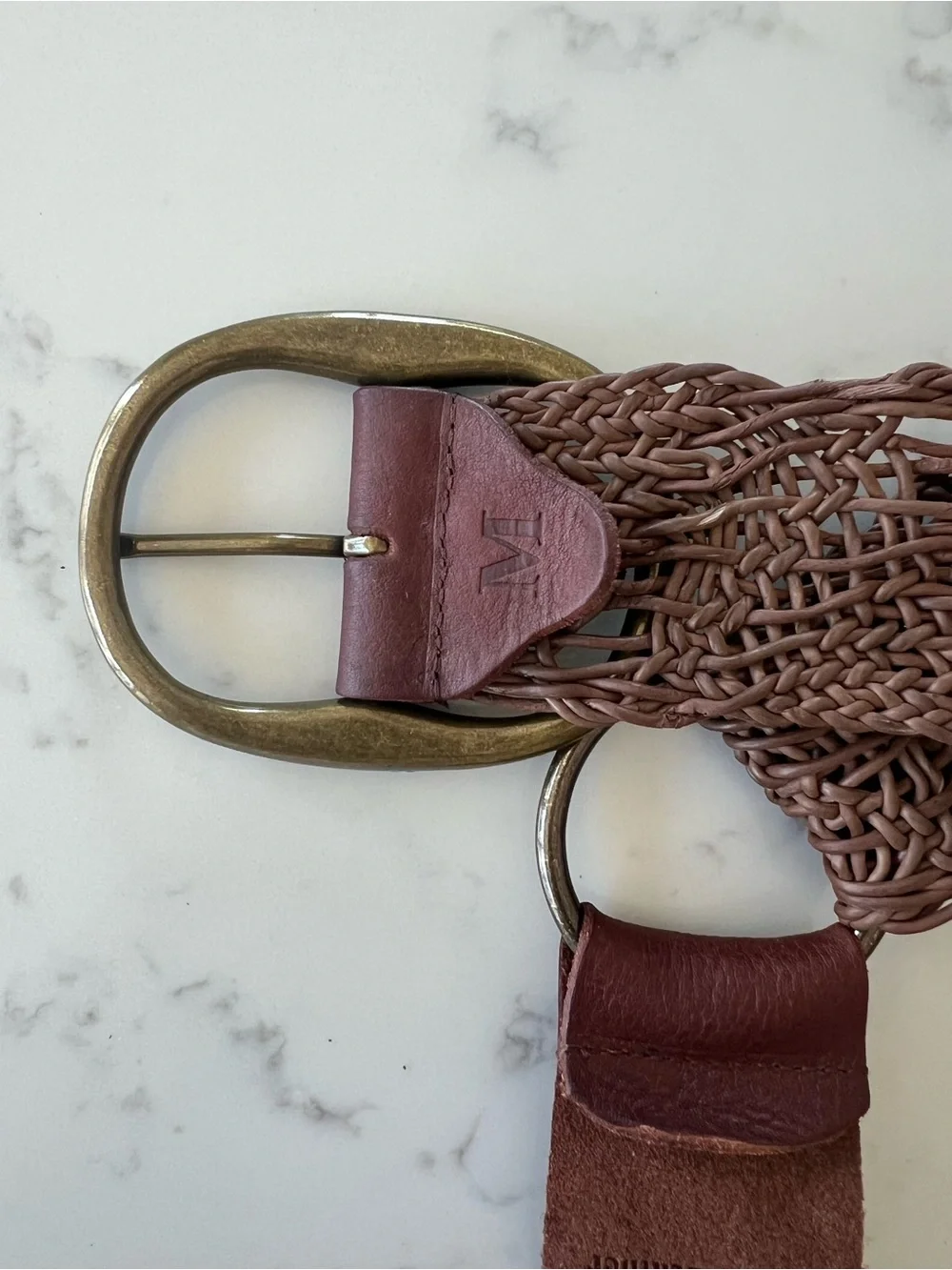Boho Western CAbi Brown Woven Macrame 100% Leather Festival Hip Belt